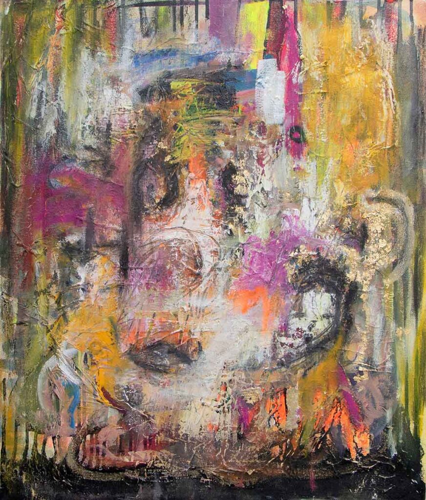 Surprise, mixed media abstract painting
