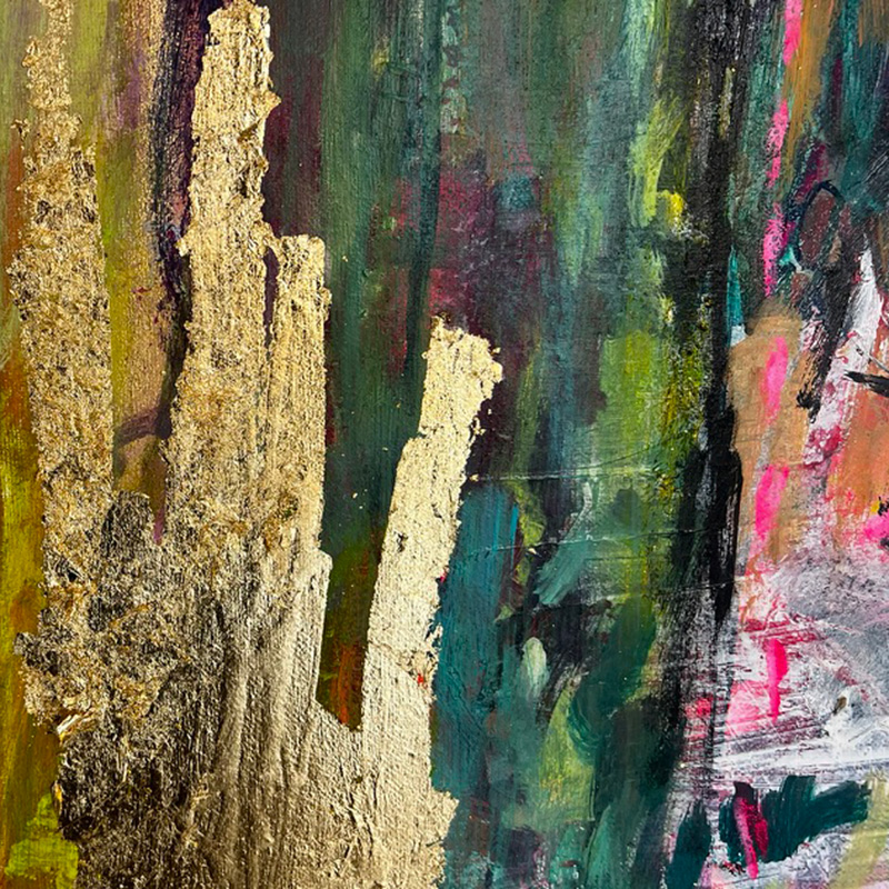 Gold leaf in the painting, What Remains by Louise Duggan