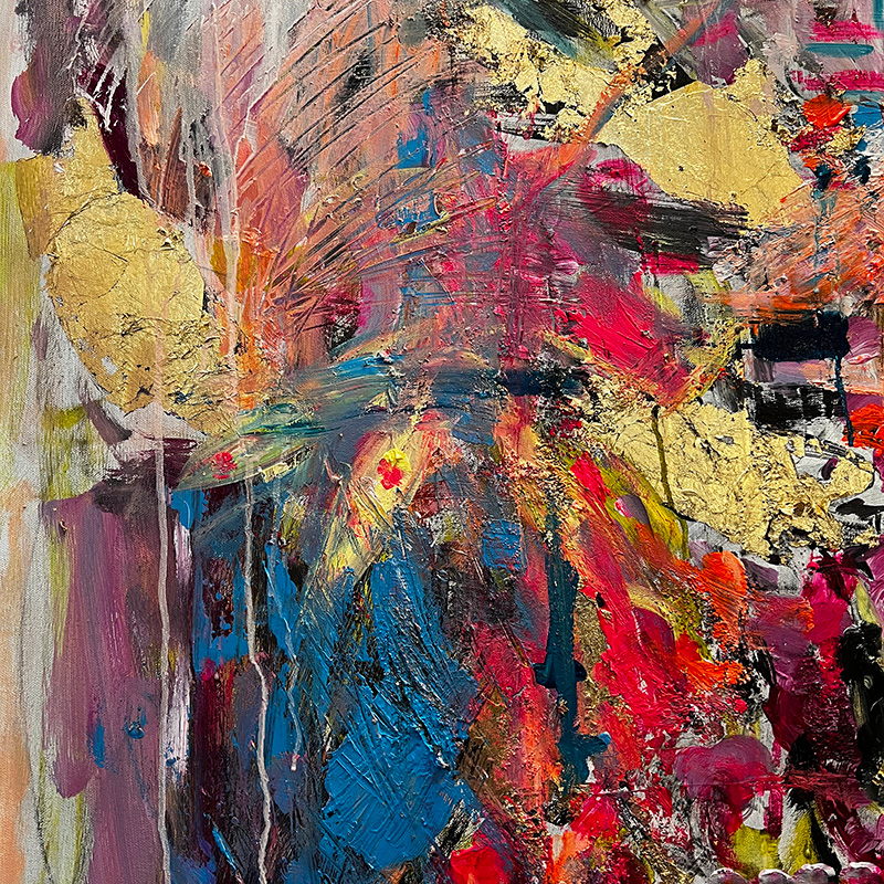Mark making on a canvas