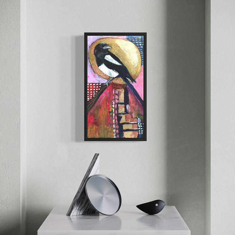 Painting of a magpie