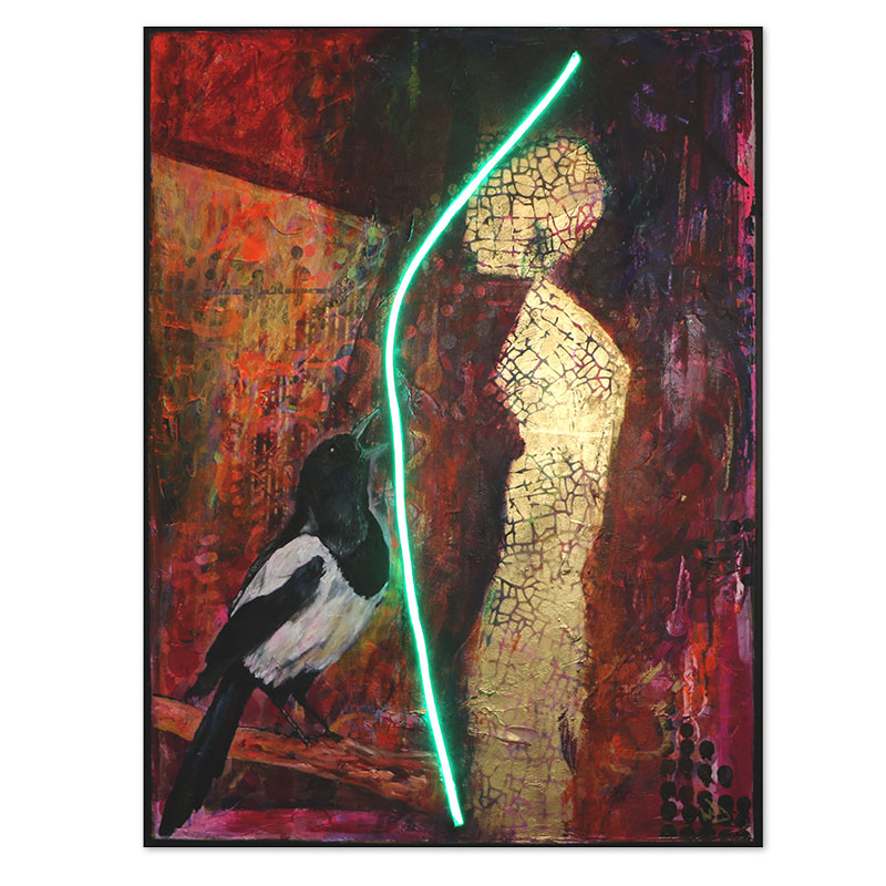 Mixed media with LED light