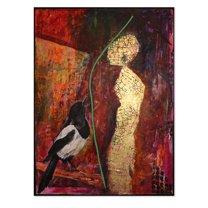 Mixed media with LED light