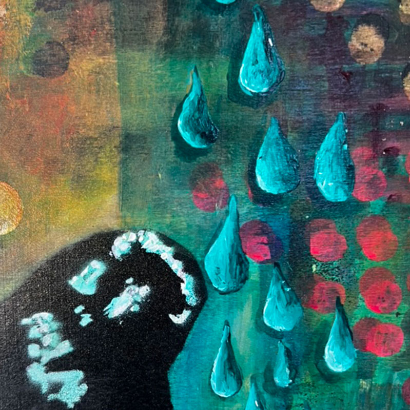 magpie mixed media artwork