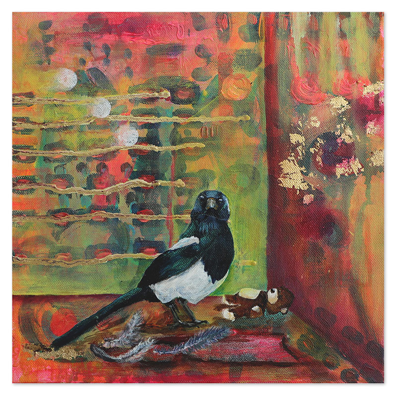 Painting of a magpie