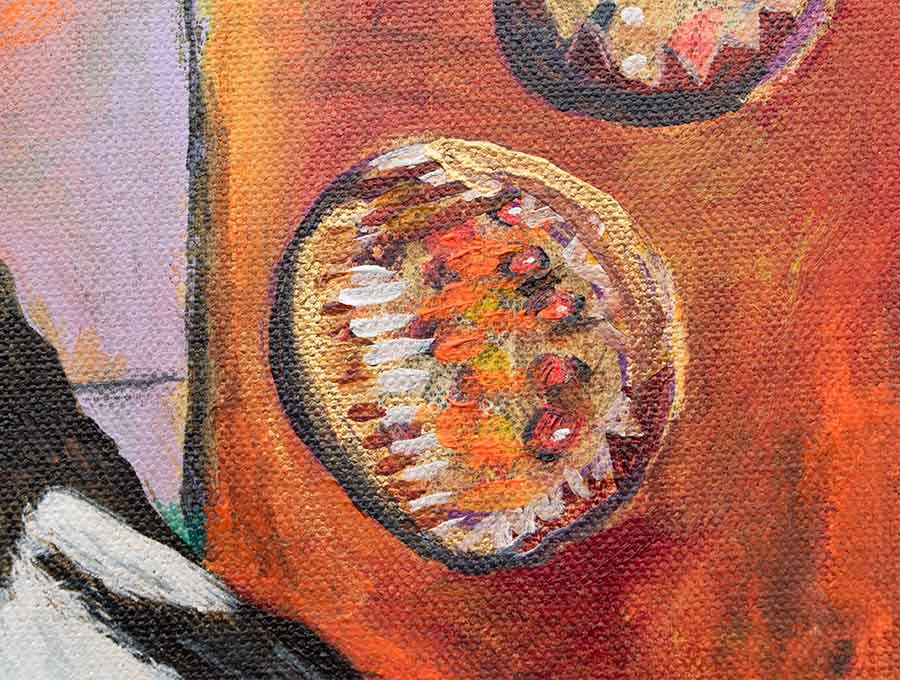 A painting of a solitary magpie