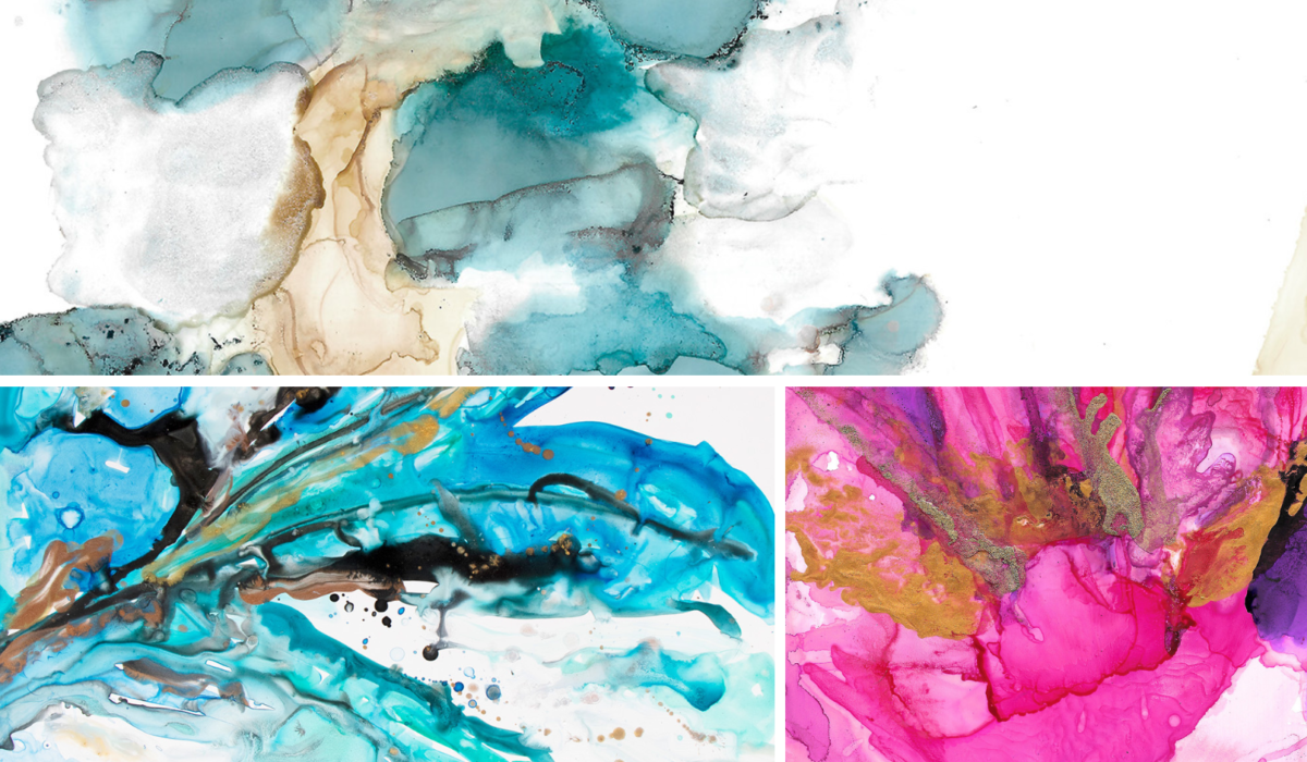 examples of alcohol ink and acrylic ink